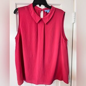 CeCe Sleeveless Collared Blouse - Hot Pink